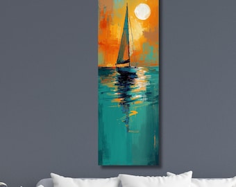 Arte de pared de lienzo vertical, arte de pared de lienzo largo y delgado, arte de pared alto y delgado, arte de pared de lienzo angosto, pintura larga y delgada, pintura de pared angosta,