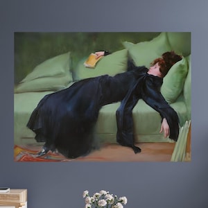 A Decadent Girl by Ramon Casas,Modernism Fine Art Reproduction Decadent,Ready To Hang Canvas,A Young Woman After The Dance Landscape Print