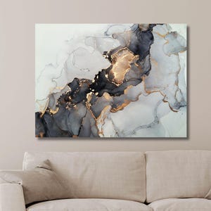 Luxury Canvas Art, Marble Canvas Wall Art, Luxury Marble Wall Art Contemporary Canvas, Gold Marble Artwork,Black Gold Marble print art gift