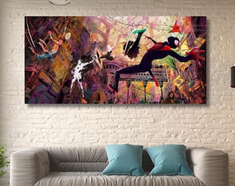 Spiderman Poster/Canvas Print Art,Miles Morales Poster Art,Spider-man Wall Art,Gift for Kids,Spider-man Wall Decor,Game Room Man Cave Decor