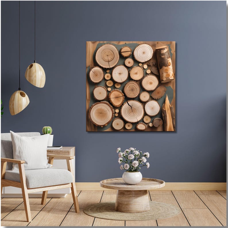 Rustic Wood Slice Wall Clock, Modern Wooden Decor, Natural Wall Art ...