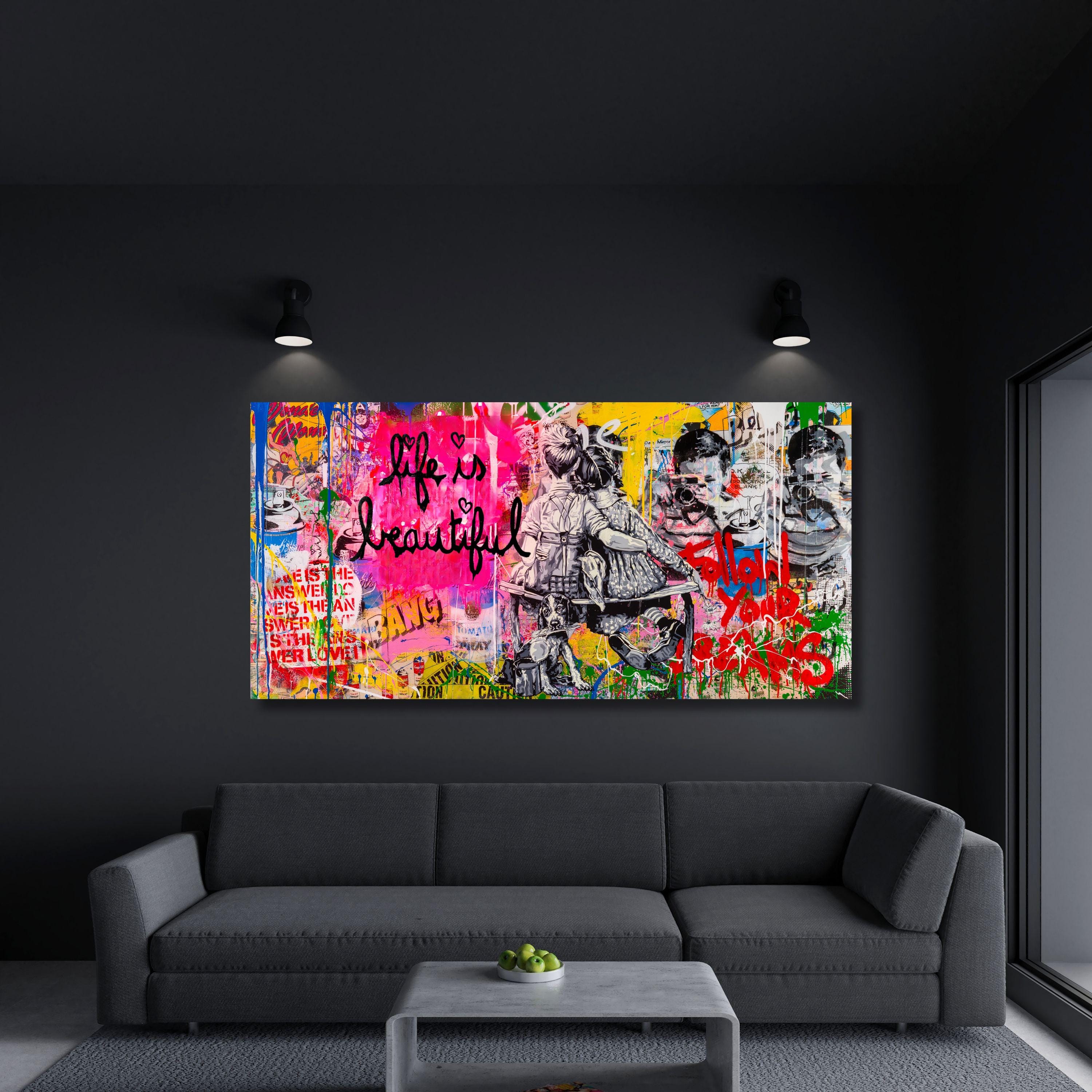 Life is Beautiful Graffiti Art, Pop Art Street Poster, Banksy & Mr