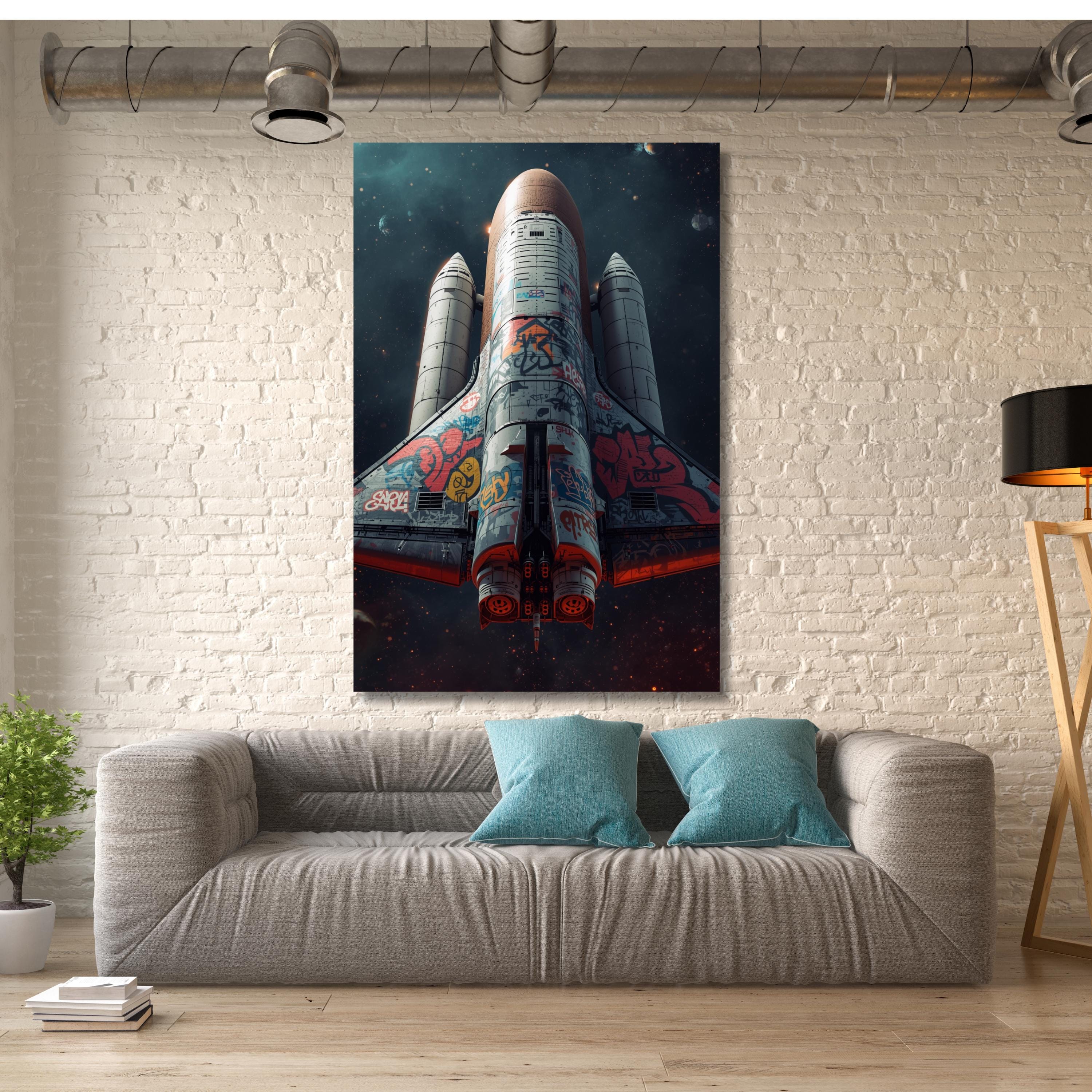 Graffiti on Abandoned Shuttle Art Print | Josh Keyes Inspired Sci