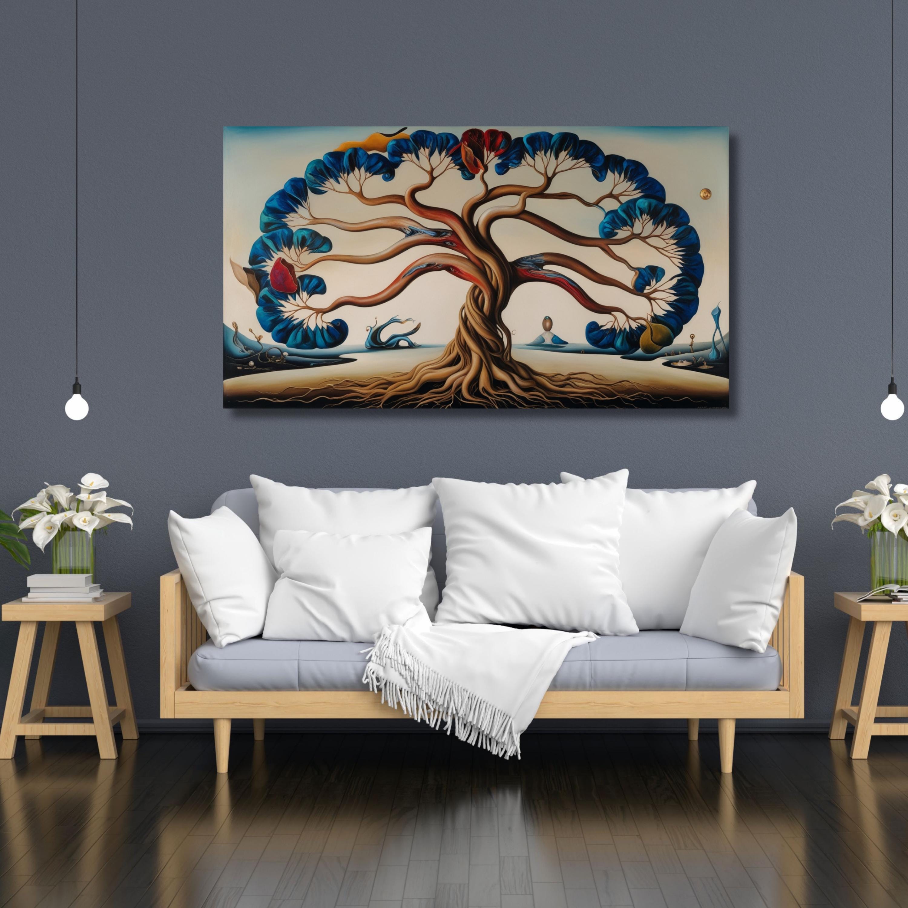 Surreal Tree of Life Art, Salvador Dali Inspired Digital Painting