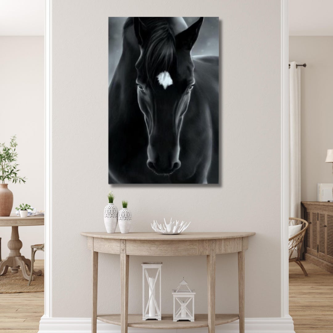 Black Horse Poster Canvas Wall Art | Black Stallion Artwork | Elegant ...