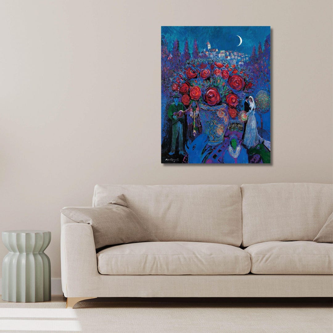Marc Chagall Roses Canvas Art Print: Vintage Expressionist Floral Wall ...