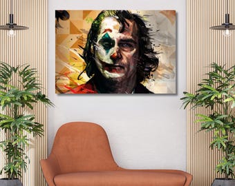 The Joker Two Faces Canvas Poster | Comic Villain Wall Art Print | Dark DC Joker Artwork | Man Cave Decor | Graphic Comic Style Wall Art