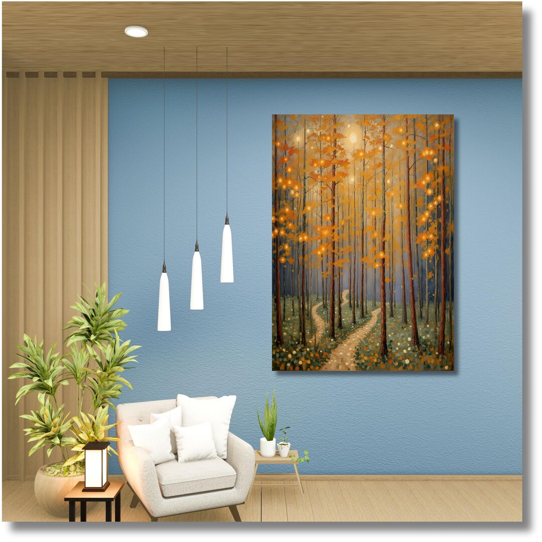 Golden Autumn Forest Canvas Art Print: Rustic Woodland Landscape - Etsy