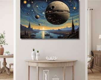 Starwars Movies Poster Art Print,Starwars Death Star Poster Art Canvas,Starwars Wall Art Decor,Kids Room Wall Art Decor,Star Wars Canvas Art
