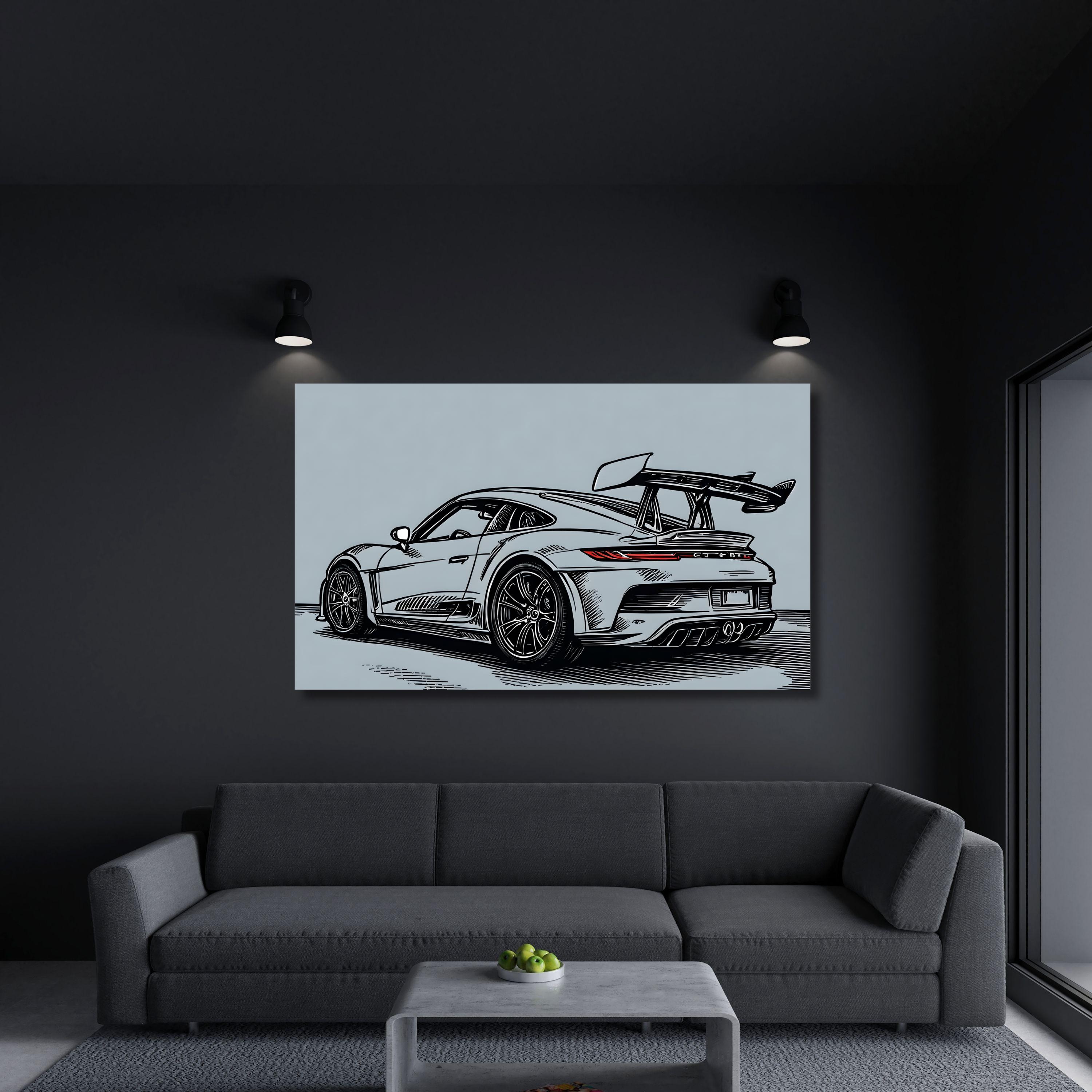 Porsche 911 GT3 Line Art Print, Minimalist Sports Car Drawing