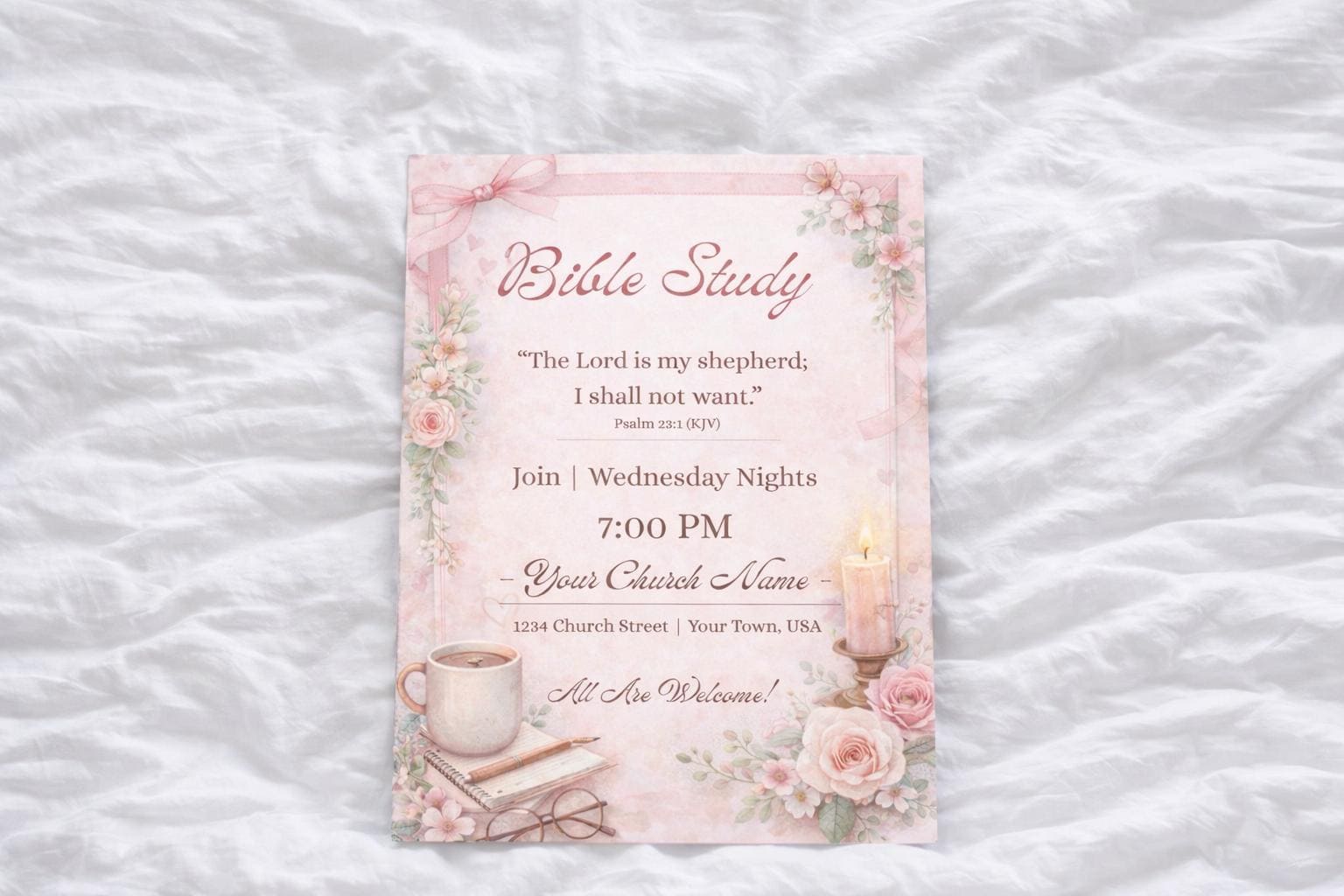 Christian Library Invitations Editable Bible Study Invitation | Canva Template | Christian Church ...