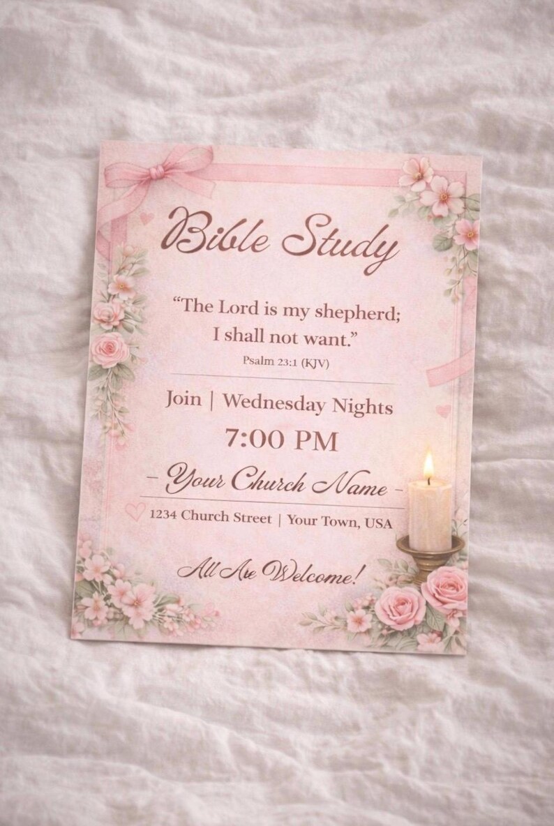 Christian Library Invitations Editable Bible Study Invitation | Canva Template | Christian Church ...