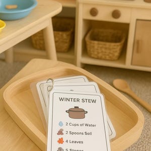 Outdoor Play Mud Kitchen Recipe Cards for Kids | Pretend Play Learning Activity | Waterproof Laminated Toy Cards Gift