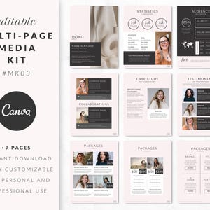 Canva のインフルエンサー メディア キット テンプレート、UGC メディア キット、UGC ポートフォリオ、ソーシャル メディア インフルエンサー、プレス キット、価格表、料金表、編集可能