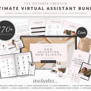 Virtual Assistant Canva Template Bundle, Virtual Assistant Starter Kit, Virtual Assistant Proposal, Instagram Templates, Client Onboarding
