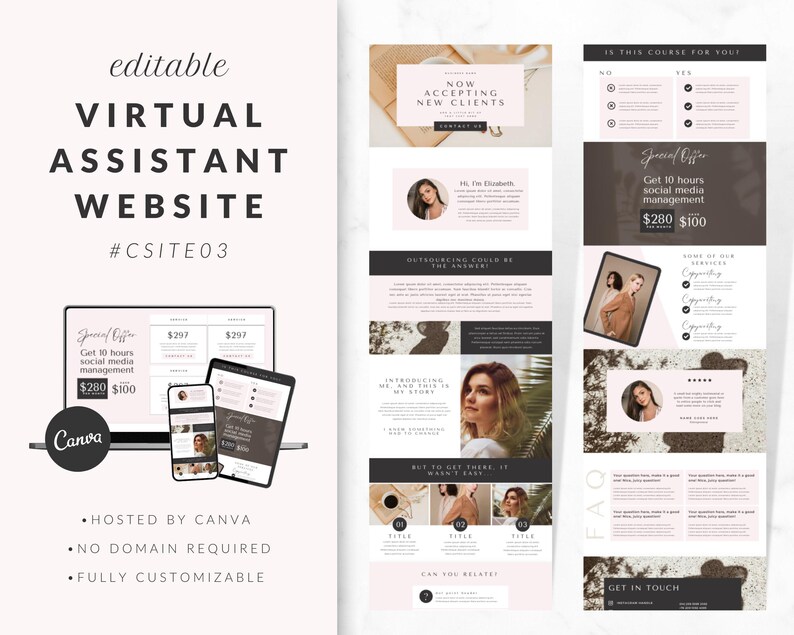 Canva Website Template for Virtual Assistants, Virtual Assistant ...