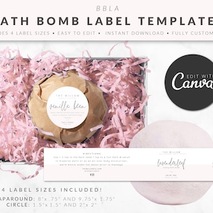 Bath Bomb Label Template Set for Canva, Product Labels, Editable Custom Labels, Product Packaging, Cosmetic Labels, Skincare Labels, AUBREY