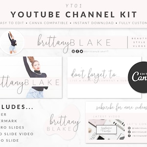 YouTube Channel Kit for Canva, YouTube Branding Kit, YouTube Banner, YouTube Intro and Outro, Vlog Intro, Vlogging Kit, Thumbnail Template