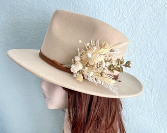 Boho Dried Flower Hat Pin | Floral Hatpiece | Rustic Hat Accessory | Wedding Bridal Pin | Ladies Hat Brooch | Western Cowgirl | Country Girl