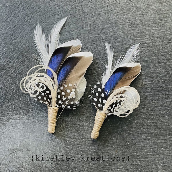 Rustic Mallard Feather Boutonniere | Outdoor Wedding Ceremony | Duck Hunter Groom | Something Blue Lapel Pin | Groomsmen Buttonhole THANDION