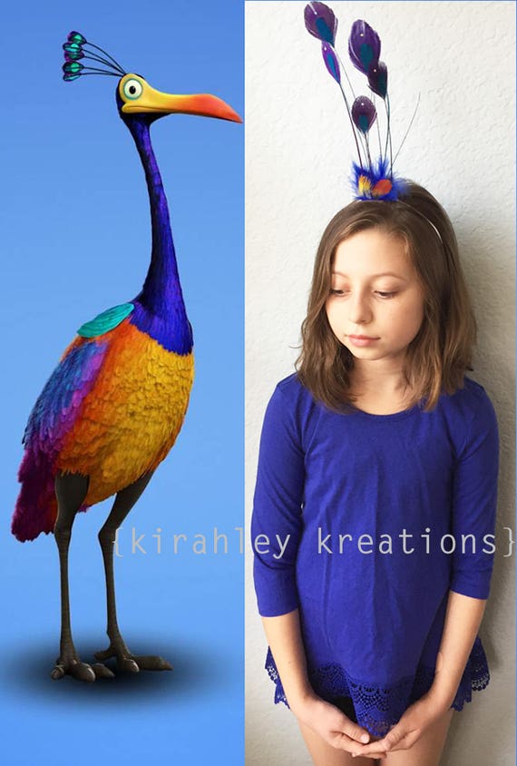 KEVIN the SNIPE from UP | Purple Peacock, Yellow, Orange Feather | Bird Costume Headband | Adult Headpiece | Disney Halloween Fascinator