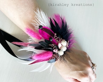 Chic fuchsia hot pink and black feather headband Vibrant Hot Pink & Black Feather Fascinator | Derby Hats By Shan main image 4