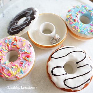 Donut Trinket Box | Food Lover Wedding Ring Bearer Box | Foodie Dessert Gift | Sweet Tooth Sprinkle Doughnut | Cupcake Jewelry Holder