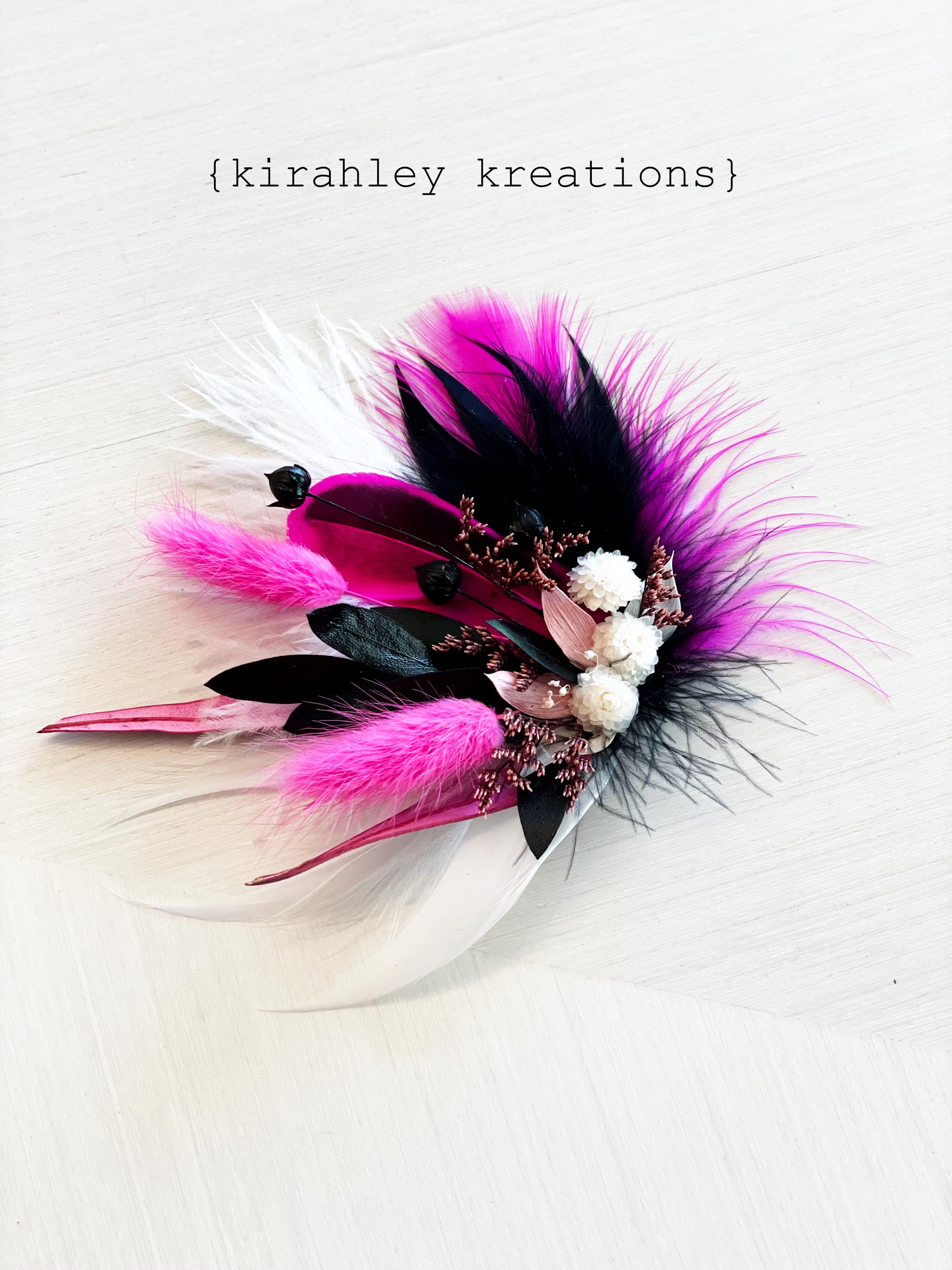 Enchanted Atelier blush feather hair comb Hot Pink Feather Hair Comb - Etsy main image 3
