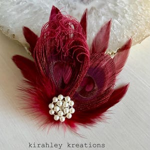 Burgundy Fascinator Clip - Etsy display picture 1