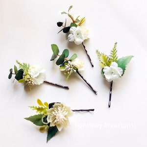 Eucalyptus Greenery Hair Pins | Rustic Wedding Hairpiece | Natural Preserved Flowers | Boho Woodland Wedding | Garden Flower Bridal Bobbies