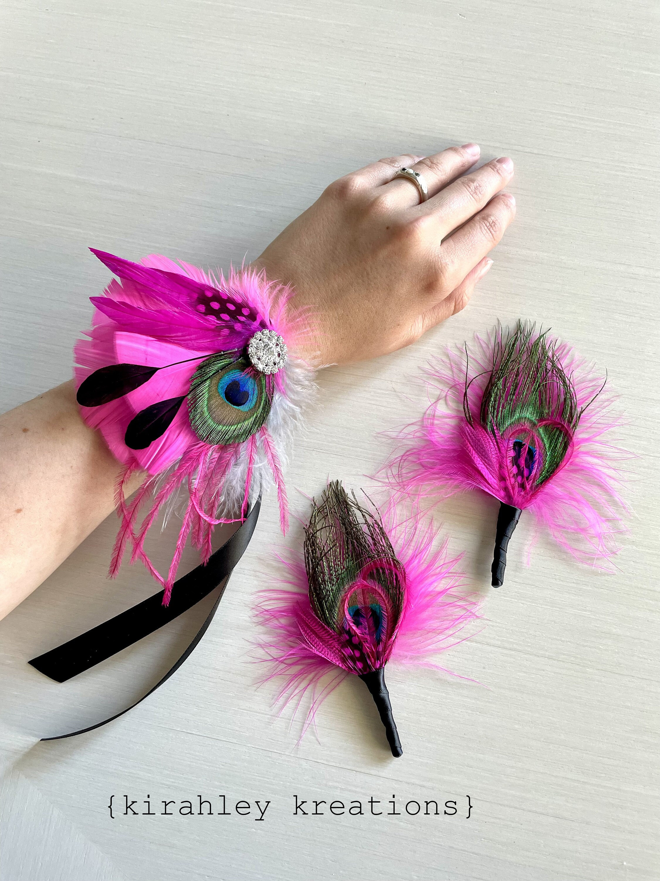Enchanted Atelier blush feather hair comb Hot Pink Feather Hair Comb - Etsy main image 2