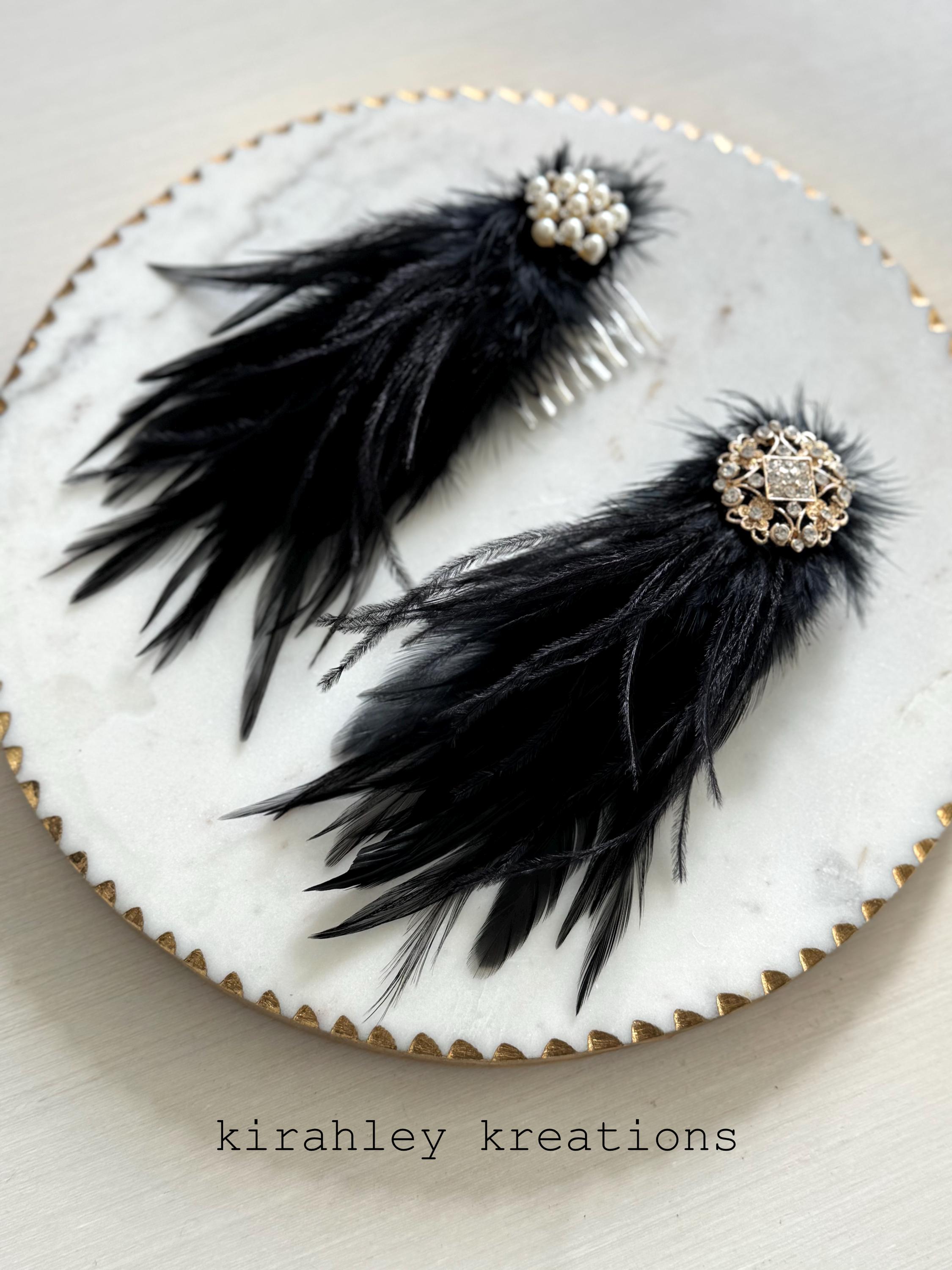 Black Feather Hair Clip | Great Gatsby Wedding, Flapper Headpiece