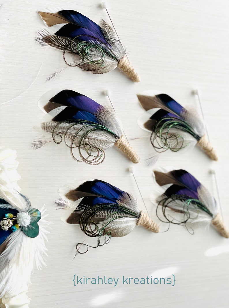 Conjunto de liga de plumas de mallard azul / flor seca conjunto de liga de eucalipto / recuerdo de boda de novia liga de lanzamiento / conjunto de liga nupcial de encaje de marfil imagen 10