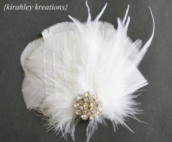 White Feather Hair Clip | Great Gatsby Fascinator | Ostrich  display picture 3