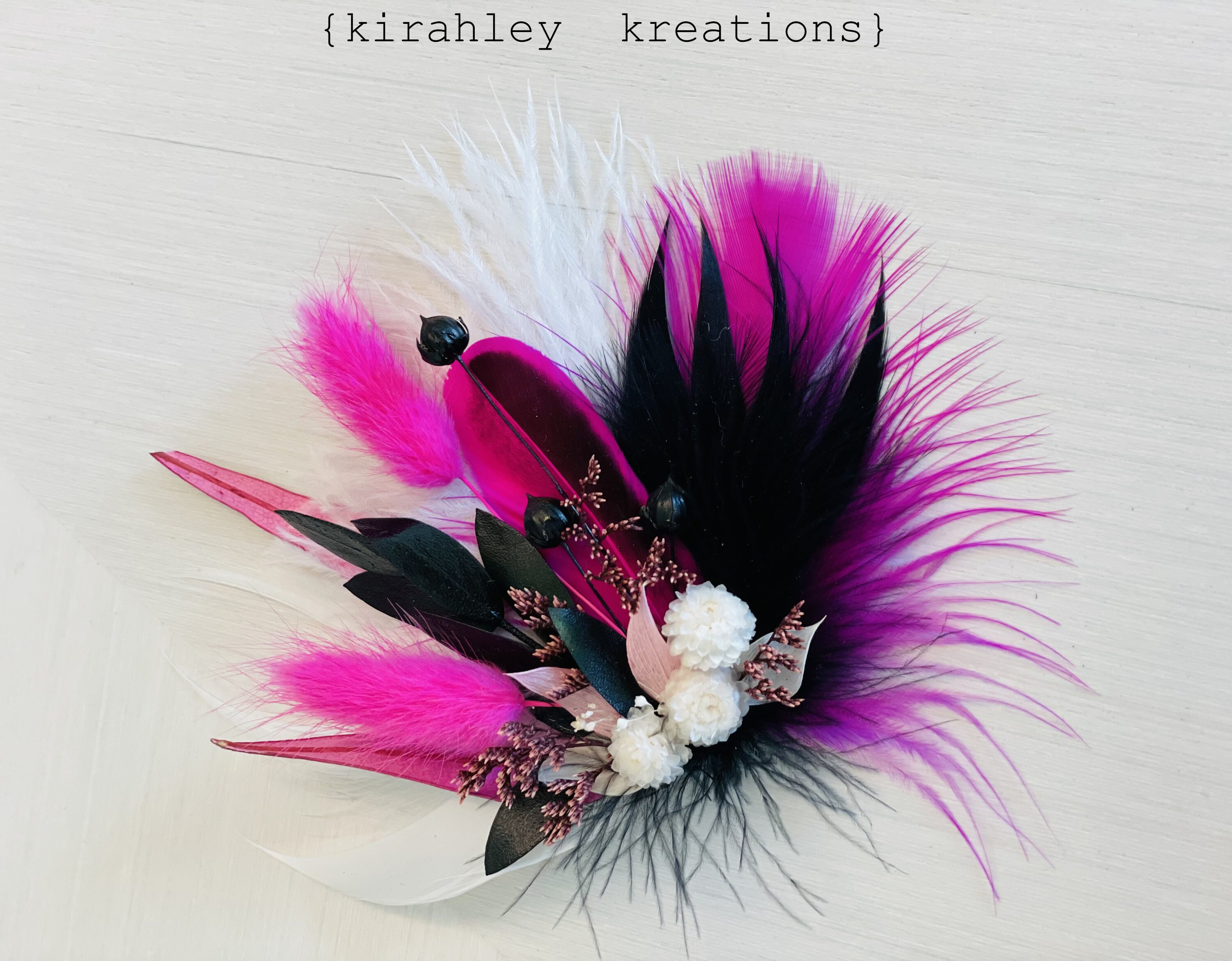 Chic fuchsia hot pink and black feather headband Caprilite UK Online | Caprilite Black & Fuchsia Pink  main image 3