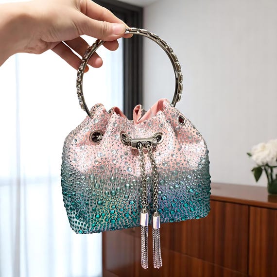 Pochette Donna Elegante Con Fiori E Cristalli - Clutch Serata Per Matrimoni E Feste - Foto 11