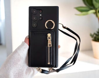Phone Case, Crossbody Leather Wallet Phone Case, Card Holder Phone Case, Strap Phone Case, Luxury Phone Case for Women, Gift For Her