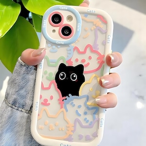 Telefoonhoesje | kawaii telefoonhoesje kat en eend | Schattige zachte siliconen achterkant voor iPhone | Cartoon dierenontwerp | Perfect cadeau voor haar