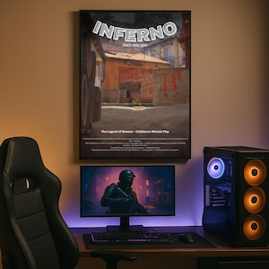 Digital Poster Gaming Poster Wall decor CS2 Print Inferno Map Digital Print Gamer gift printable wall art