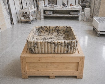 Handmade Calacatta Viola Marble Sink – A Luxurious Vessel Sink Ideal for Bathroom Vanities