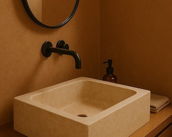 Custom Size Handcarved Travertine Sink – A Luxurious Vessel Sink Ideal for Bathroom Vanities