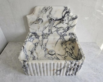 Handcarved Calacatta Viola Marble Sink– A Luxurious Vessel Sink Ideal for Bathroom Vanities