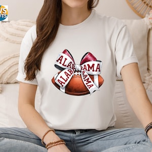 Coquette Alabama Football Tshirt, Girly Football Fan Gift, Preppy Alabama Game Day Shirt, Cute Team Touchdown Season Sweatshirt Football Mom