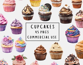 45 Cupcakes Clip Art PNG Fondo Transparente