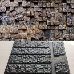 Mold for Wall Decoration, Artificial Stone and Tiles from plaster, concrete, gypsum &#39;Pixels&#39; SET 6 pcs DIY