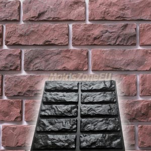 Mold for Wall Decoration, Artificial Stone and Tiles from plaster, concrete, gypsum &#39;Сrushed brick&#39; SET 10 pcs DIY