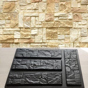 Mold for Wall Decoration, Artificial Stone and Tiles from plaster, concrete, gypsum &#39;Spain&#39; SET 4 pcs DIY