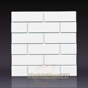 Mold for Wall 3D panels, stone, facade decorative tile, artificial brick, for plaster, gypsum or concrete &quot;Straight bricks&quot;