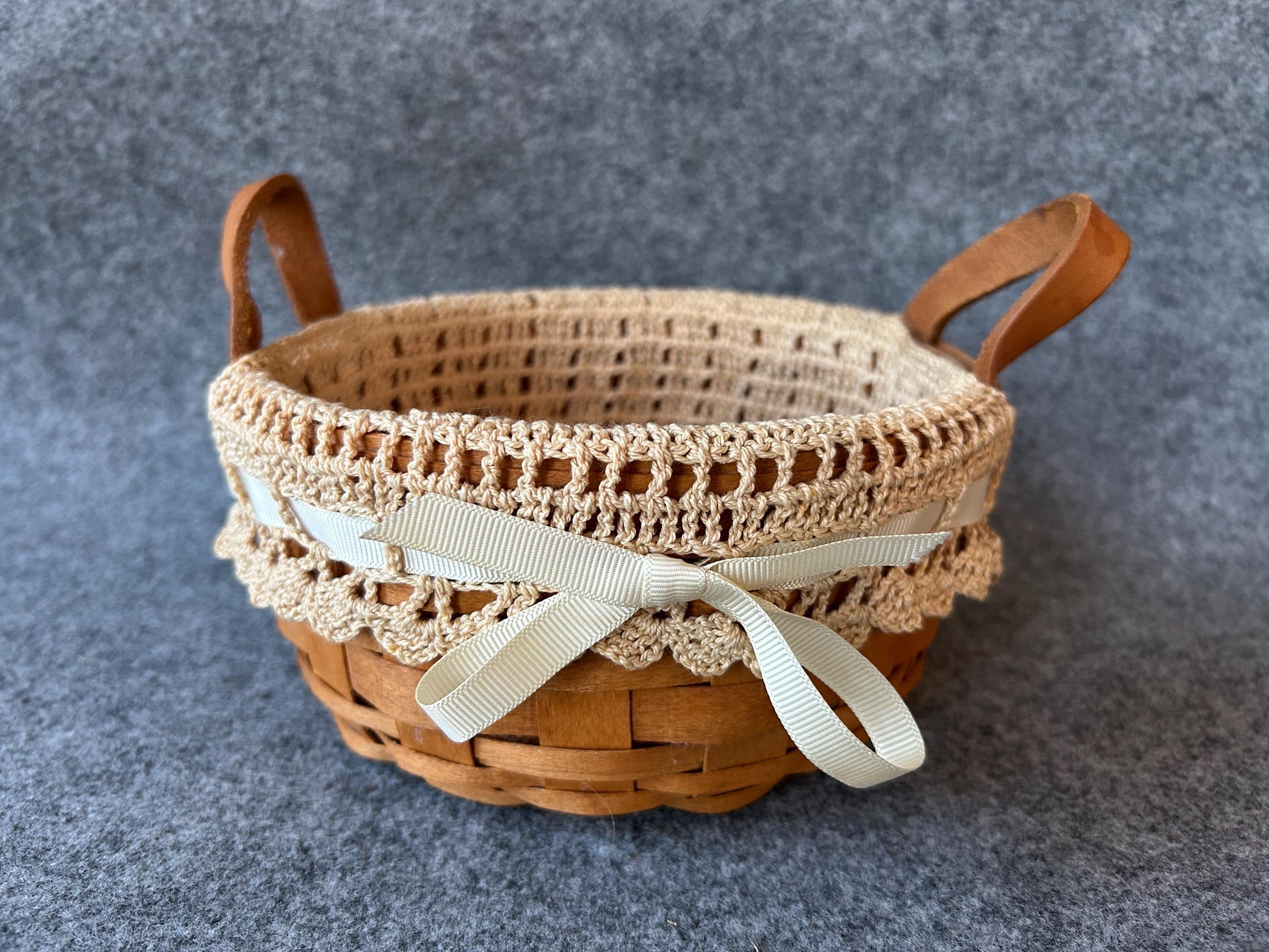 Longaberger Button Basket 1993 With Leathered Handles and