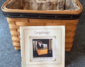 Longaberger 2002 Father's Day Daddy's Caddy Basket with Plaid Liner and Plastic Protector